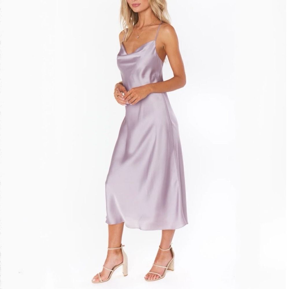 New Show Me Your Mumu Dusty Purple Luxe Satin Verona‎ Cowl Dress Size XXS